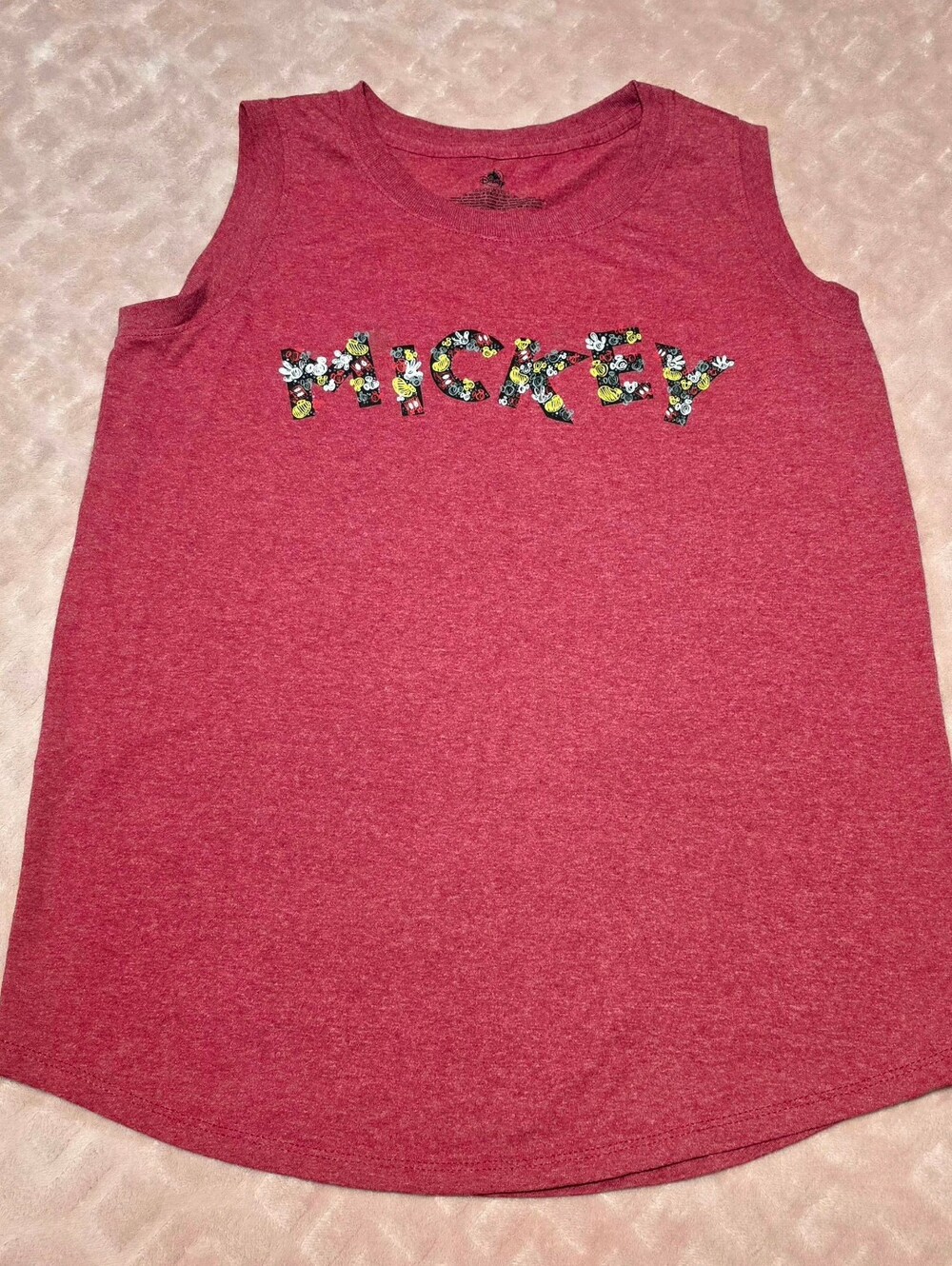 Disney Store Mickey Mouse Tank Top Womens Sz Small Red Print Cotton Blend Top
